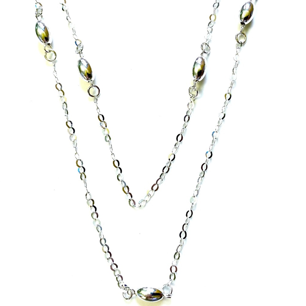 Milor Sterling Silver Beaded Chain Necklace - Picture 4 of 7